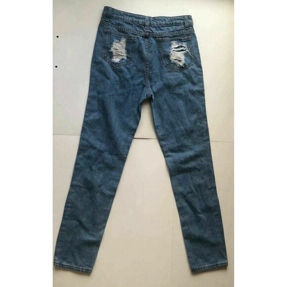 Signature 8 Women Blue Destructed Distressed Jeans - Picture 8 of 12
